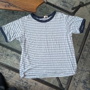 Brandy Melville Navy Striped Crop Tee